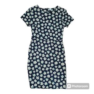 Old Navy Daisy Print Floral Navy Sheat Dress size small‎